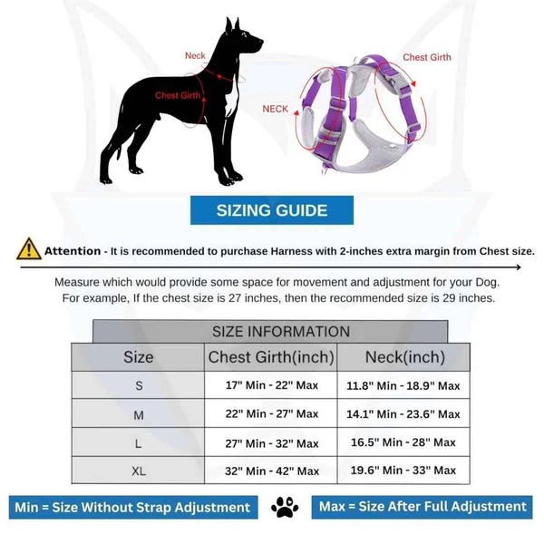  Reflective Dog Harness | Purple | Adjustable & Safe Petspalz