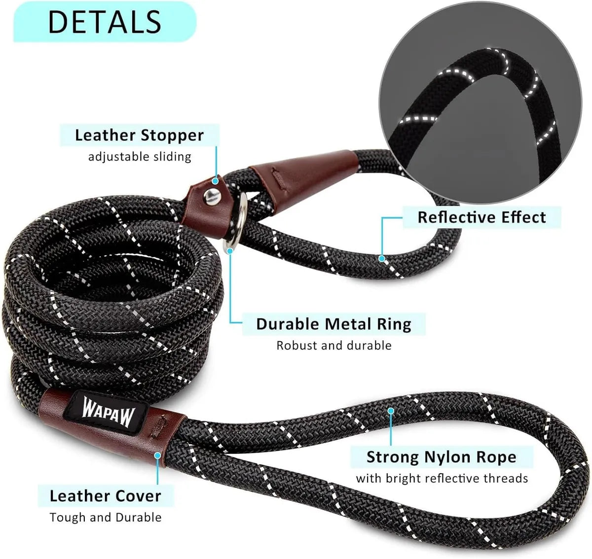 Reflective Dog Leash – Anti-Choking Rope Lead with Padded Handles Petspalz