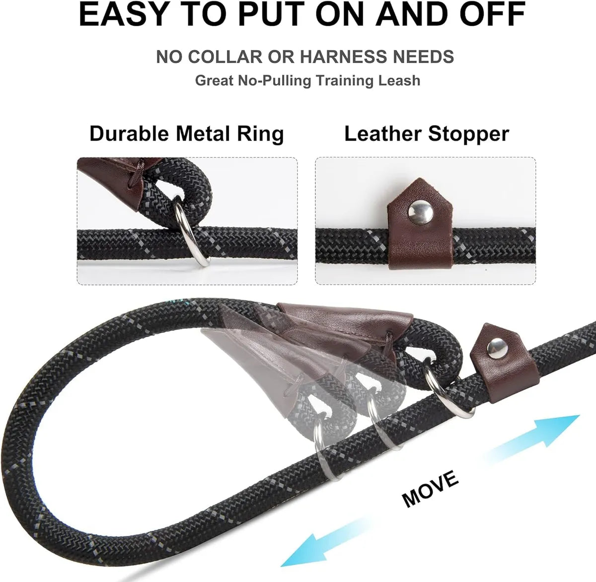 Reflective Dog Leash – Anti-Choking Rope Lead with Padded Handles Petspalz