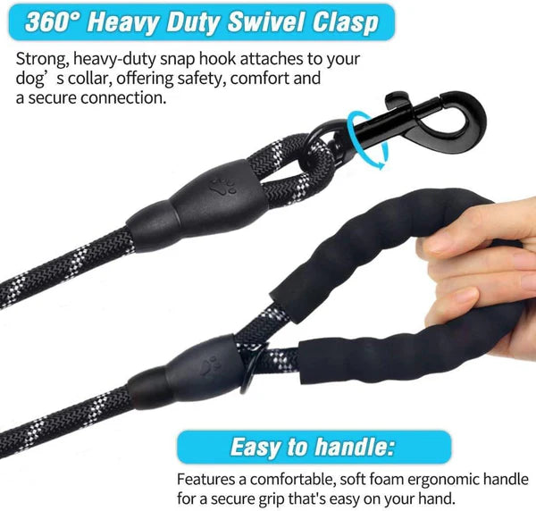  Reflective Heavy Duty 5 Feet Dog Leash | Durable & Safe Petspalz