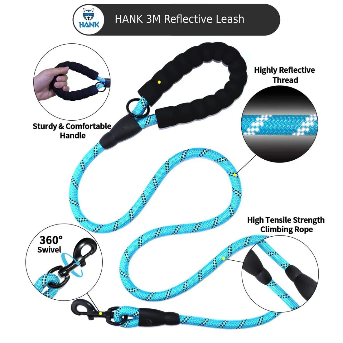  Reflective Heavy Duty 5 Feet Dog Leash | Durable & Safe Petspalz