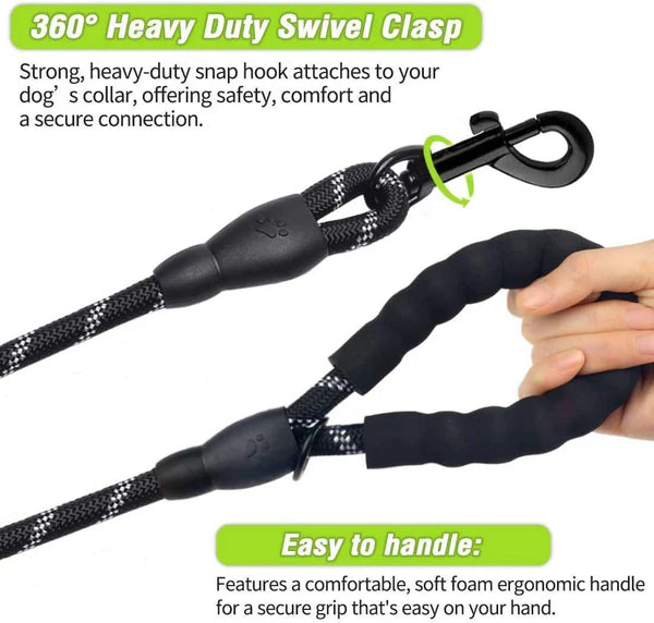  Reflective Heavy Duty 5 Feet Dog Leash | Durable & Safe Petspalz
