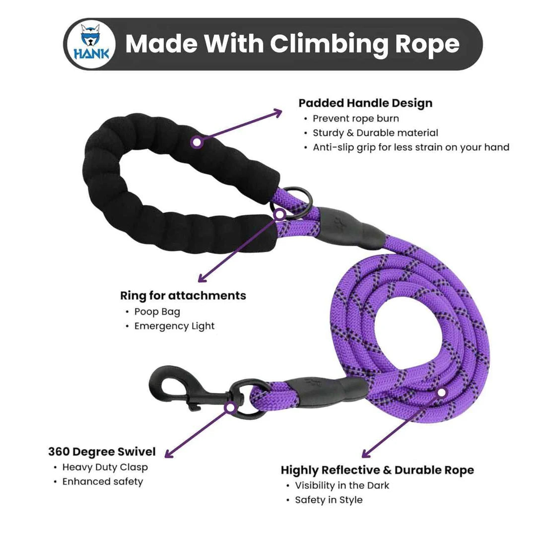  Reflective Heavy Duty 5 Feet Dog Leash | Durable & Safe Petspalz