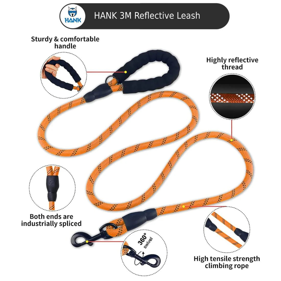  Reflective Heavy Duty 5 Feet Dog Leash | Durable & Safe Petspalz