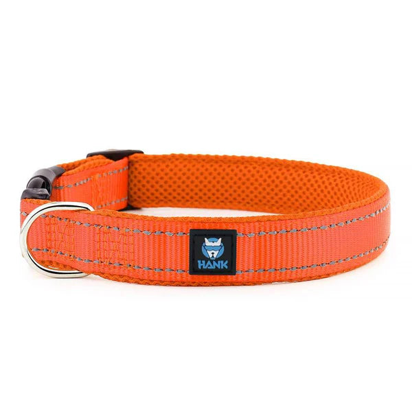 Neon Orange Reflective Adjustable Dog Collar for Night Safety