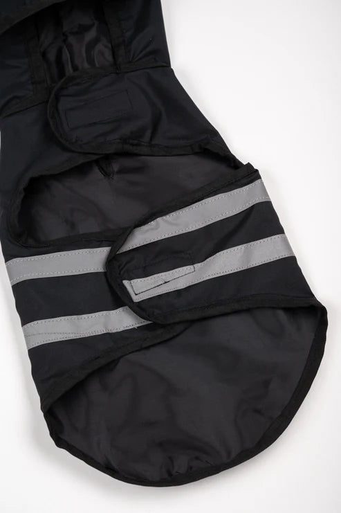 Reflective Dog Raincoat – Waterproof Pet Jacket in Black