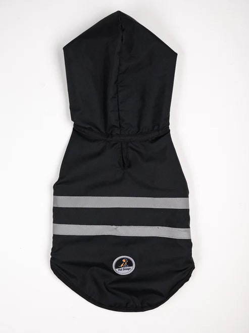 Reflective Dog Raincoat – Waterproof Pet Jacket in Black