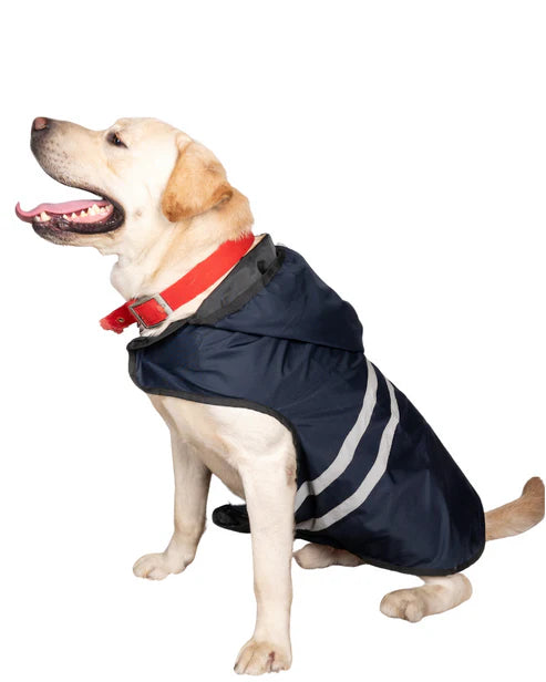 Reflective Dog Raincoat – Waterproof Pet Jacket in Navy Blue