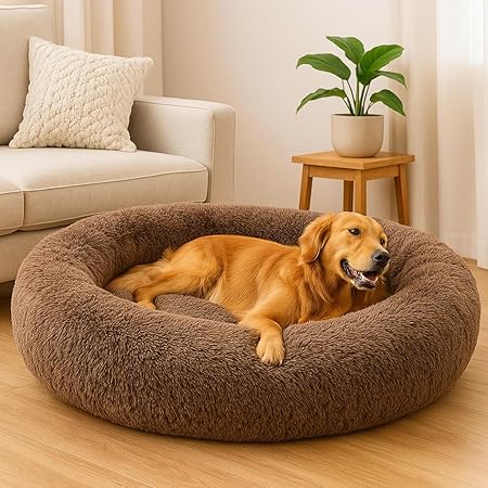  Round Donut Pet Bed | Orthopedic, Washable & Cozy for Cats & Dogs Petspalz