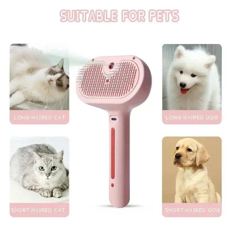 Hydro Brush - Spray Pet Comb for Dogs and Cats with integrated water spray, USB charging, and ergonomic design for easy grooming features.