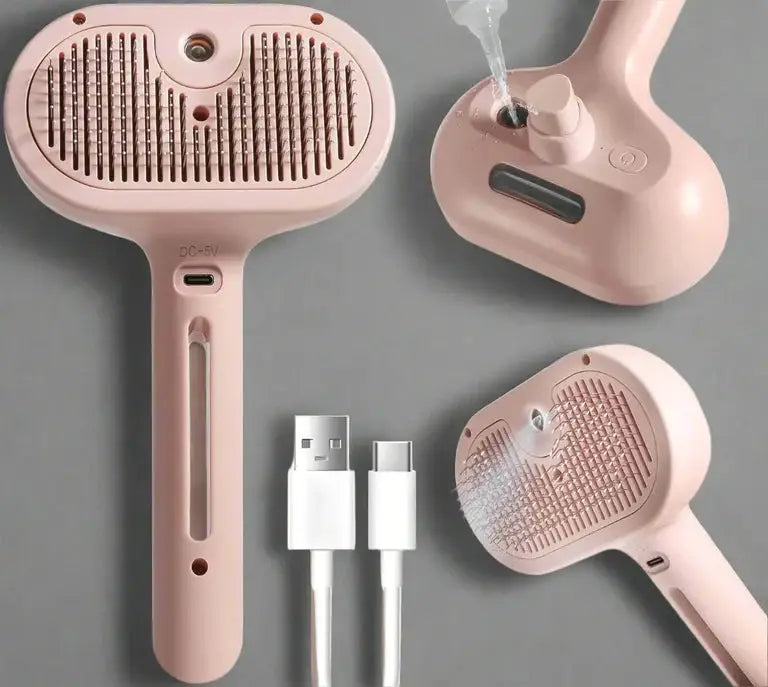 Hydro Brush - Spray Pet Comb for Dogs and Cats with integrated water spray, USB charging, and ergonomic design for easy grooming.
