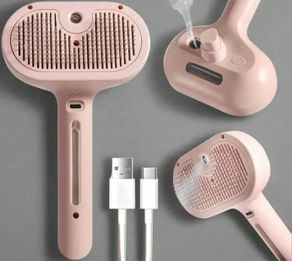 Hydro Brush - Spray Pet Comb for Dogs and Cats with integrated water spray, USB charging, and ergonomic design for easy grooming.