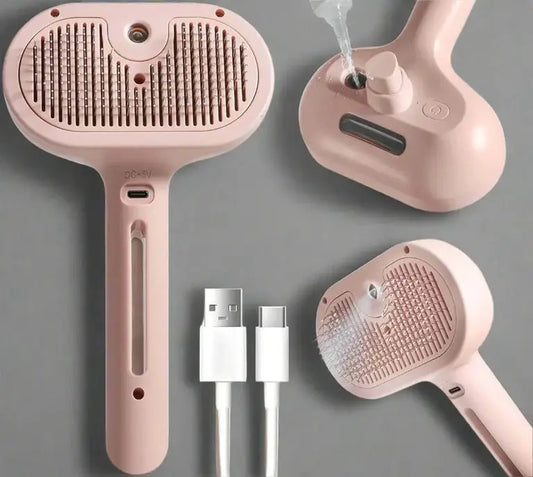 Hydro Brush - Spray Pet Comb for Dogs and Cats with integrated water spray, USB charging, and ergonomic design for easy grooming.