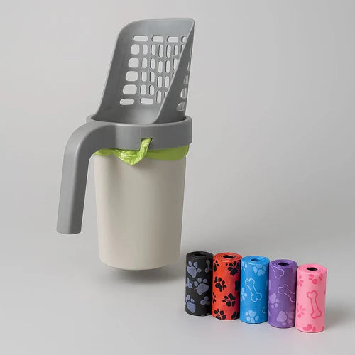 Smart Scooper with Built-in Waste Bag Dispenser - Ergonomic and Hygienic