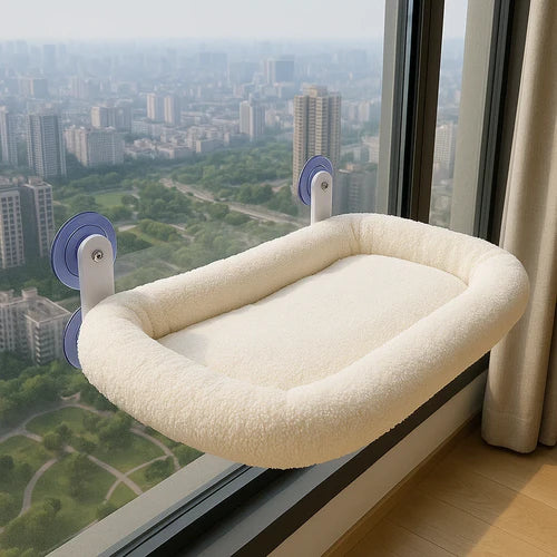 Foldable Cat Window Hammock Metal Bed with Suction Cups