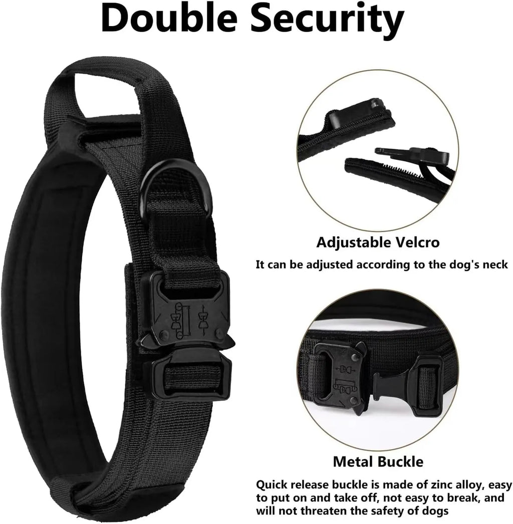  Tactical Dog Collar – Adjustable Military Training Collar with Handle Petspalz