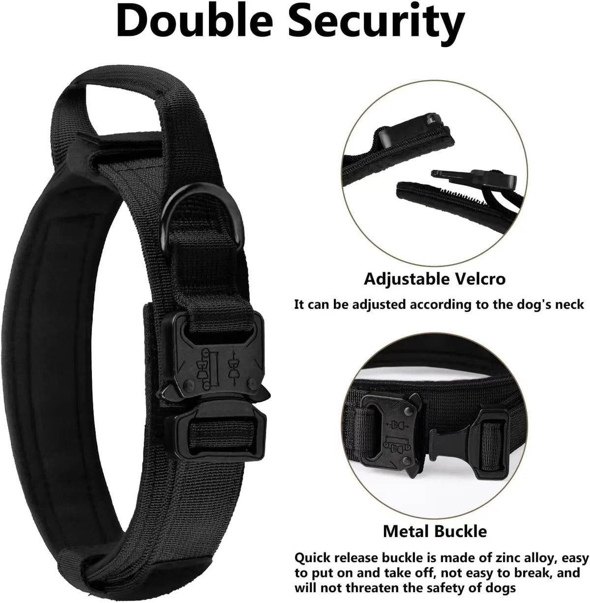 Tactical Dog Collar – Adjustable Military Training Collar with Handle Petspalz