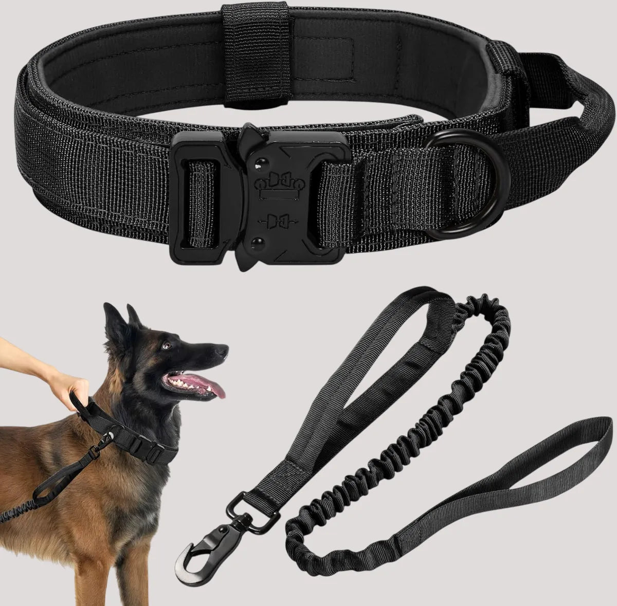  Tactical Dog Collar – Adjustable Military Training Collar with Handle Petspalz