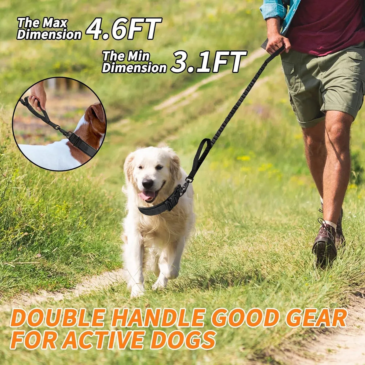  Tactical Dog Leash - Heavy Duty No Pull Bungee Leash for Large Dogs Petspalz