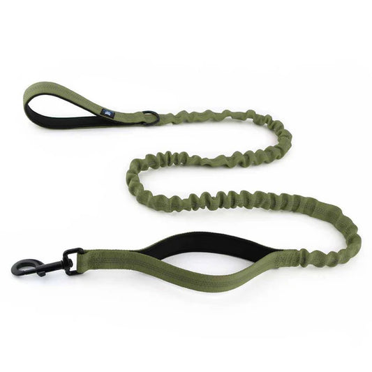 Tactical Bungee Dog Leash with Dual Handles and Shock Absorbing Design