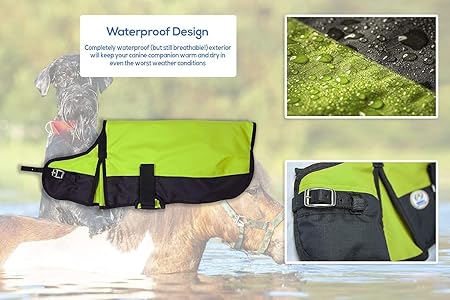 Waterproof Neon Green Winter Dog Jacket – Cold Weather Coat for Pets