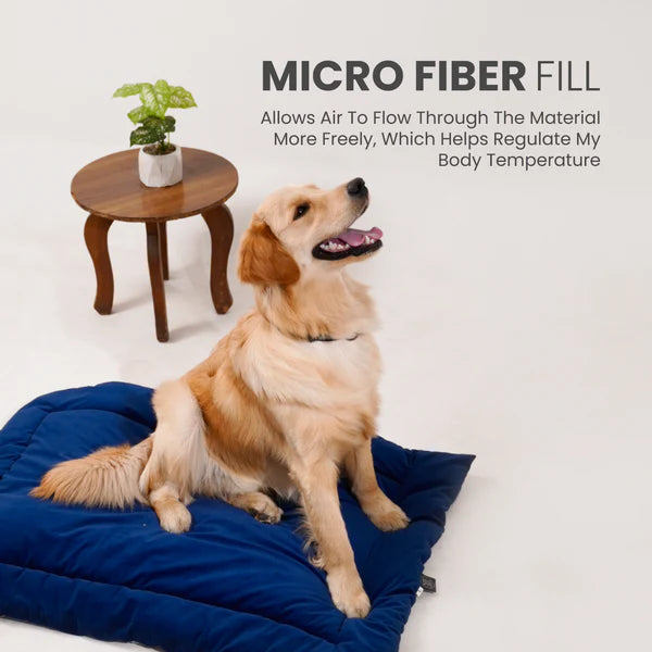 Buy Therma Flow Summer Dog Bed Petspalz at Best Price Online – golden retriever lying on a Royal Blue cooling microfiber pet bed for summer comfort.