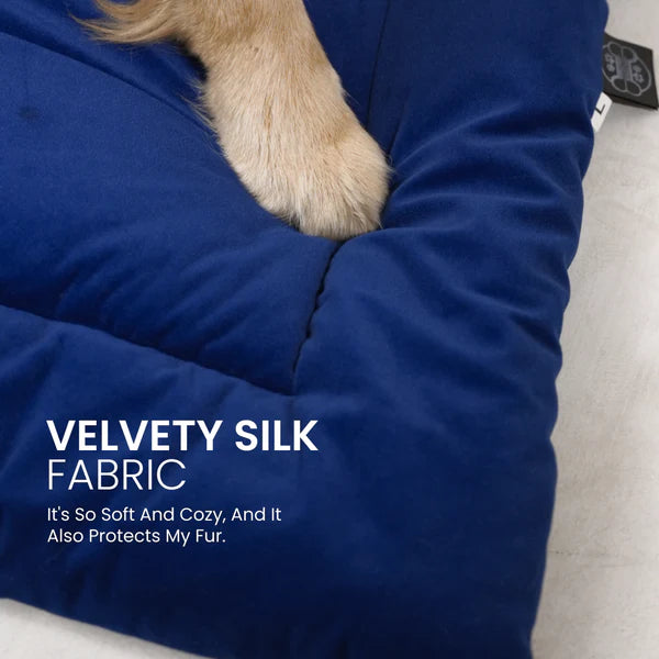 Buy Therma Flow Summer Dog Bed Petspalz at Best Price Online featuring Royal Blue velvety silk fabric for cooling comfort and pet fur protection.