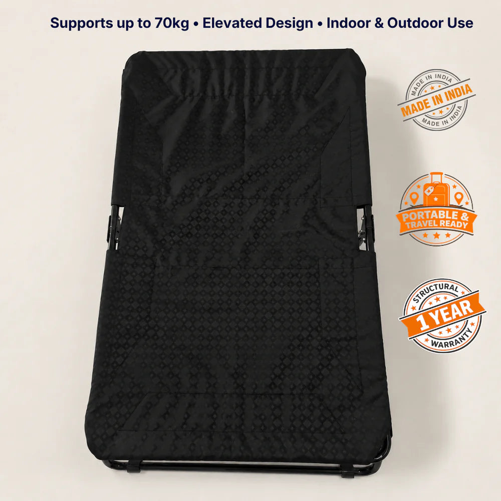 Chew resistant elevated dog bed waterproof foldable cooling pet cot black