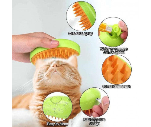 Steam-powered grooming brush removing tangles  petspalz