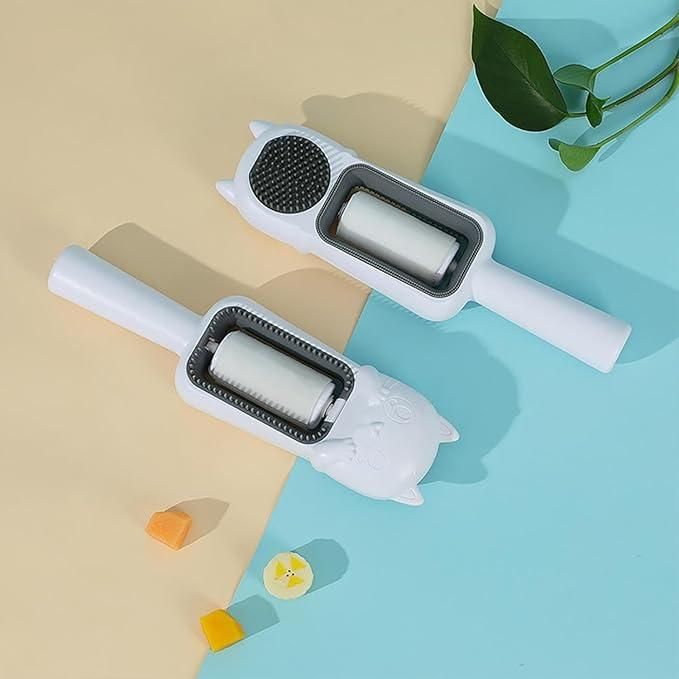 Pet deshedding brush with plastic bristles and ABS handle