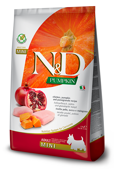 Farmina N&D Pumpkin Chicken Pomegranate Adult Mini grain free small breed dog food