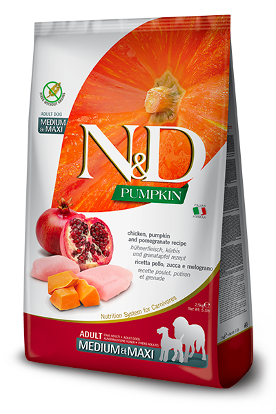 Farmina N&D Pumpkin Chicken Pomegranate Adult Medium Maxi grain free dog food