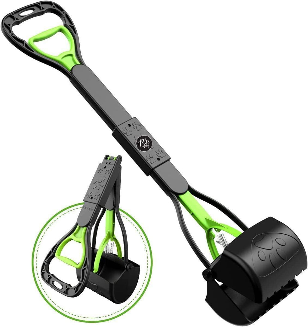 Folding dog poop scooper with one hand pickup – Petspalz