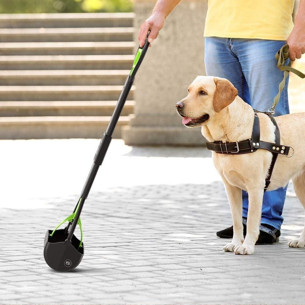 Folding dog poop scooper with one hand pickup – Petspalz