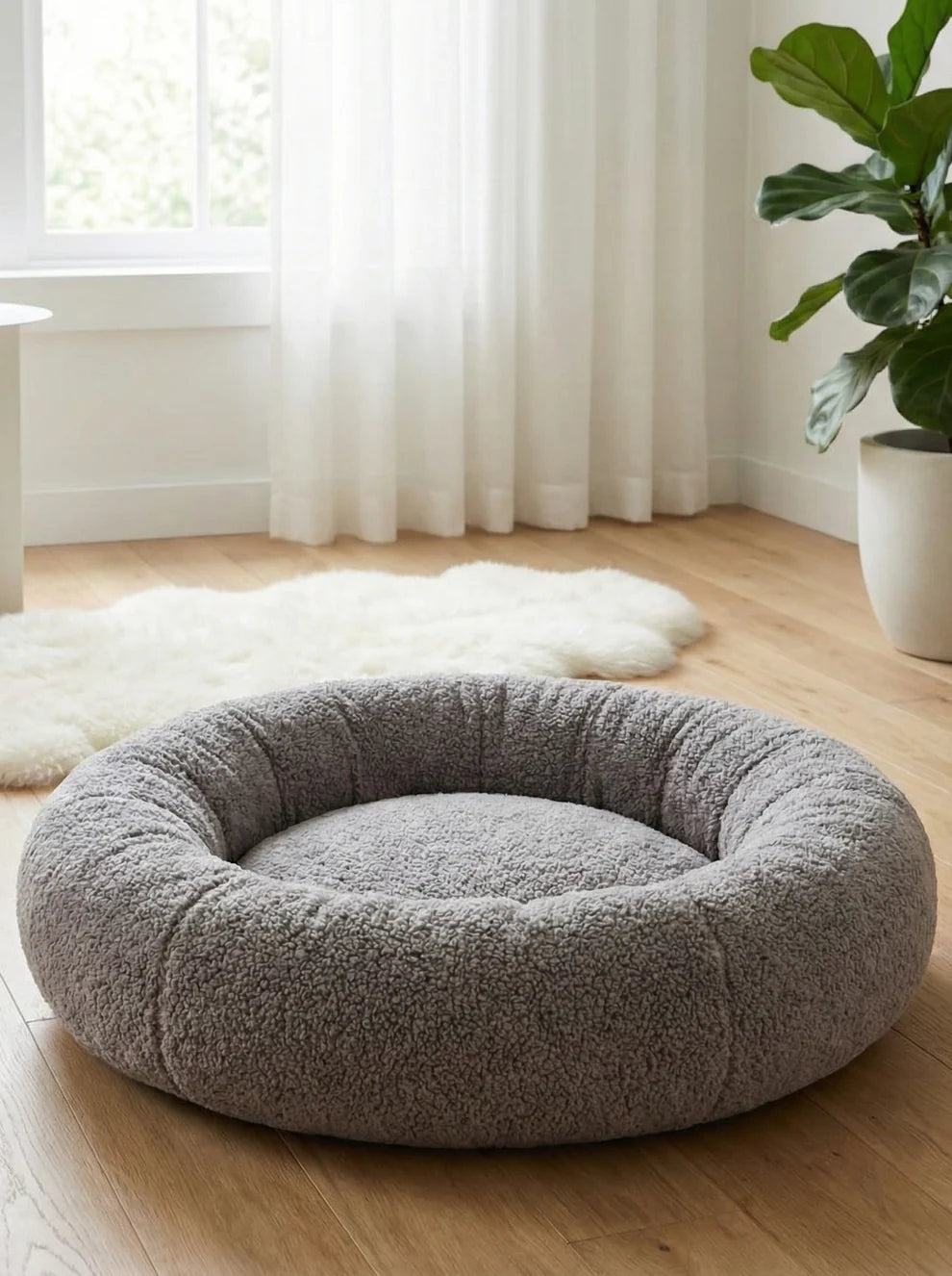 Luxury orthopedic microfiber dog and cat bed with ultra soft fleece and raised calming bolsters