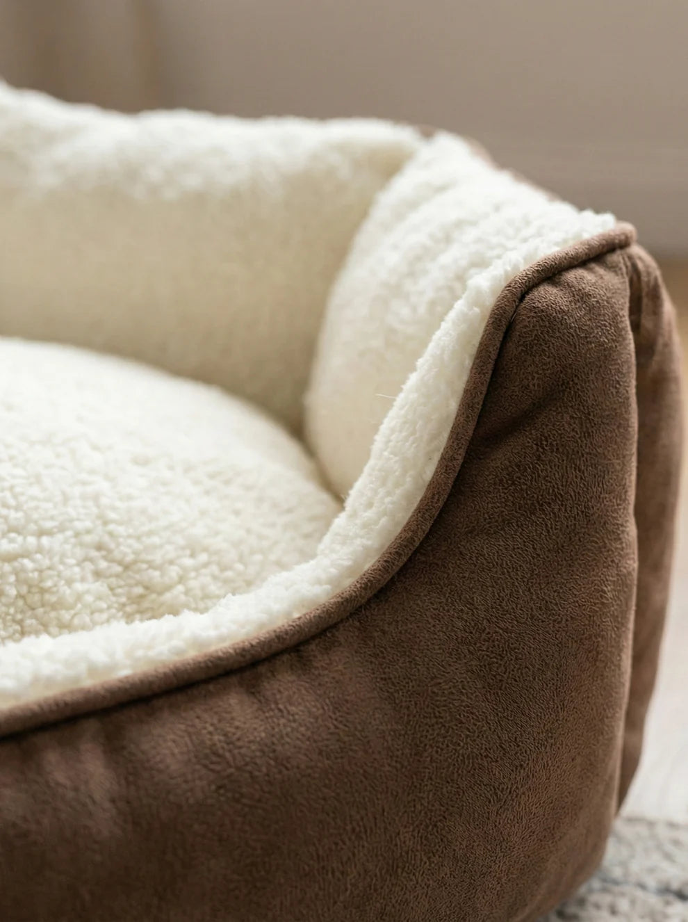Luxury Plush pet sofa bed close up view