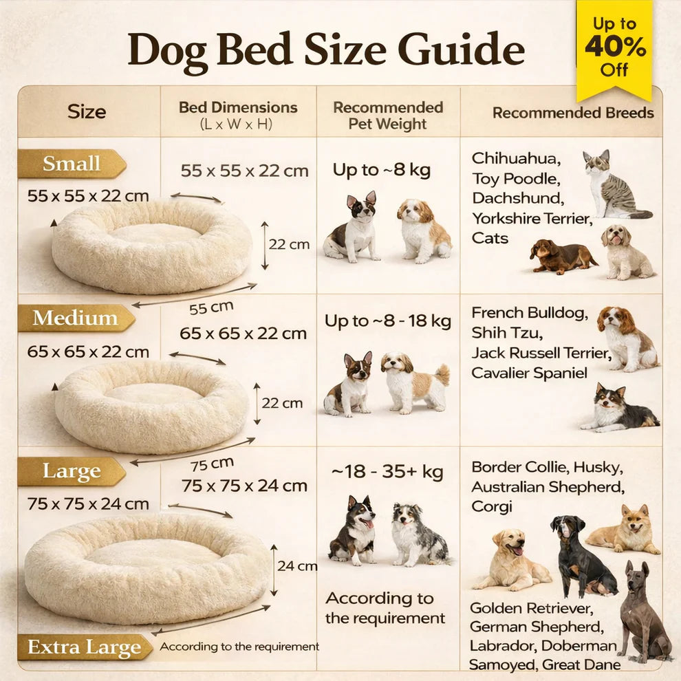 luxury pet bed size guide