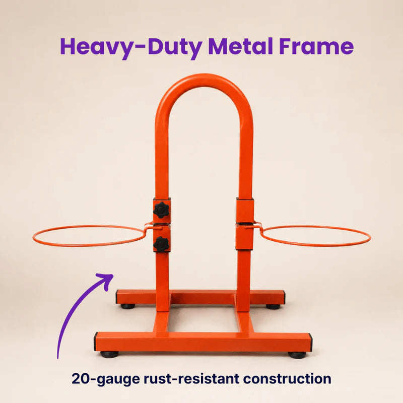 orange heavy duty dog food stand