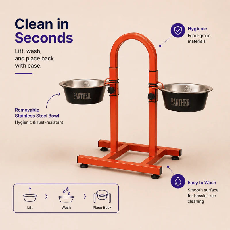 orange raised dog bowl stand for large dogs