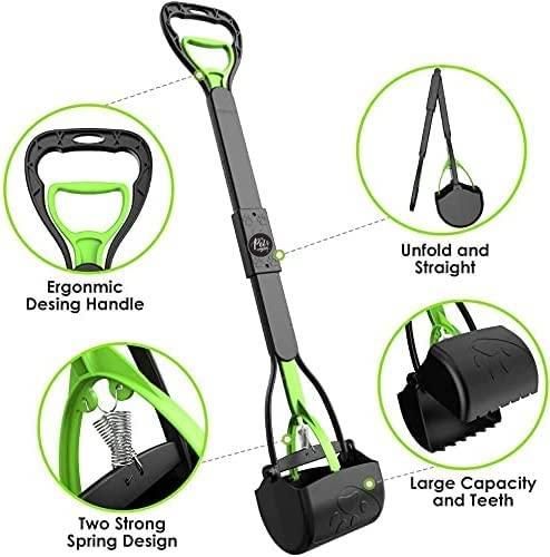 Folding dog poop scooper with one hand pickup – Petspalz