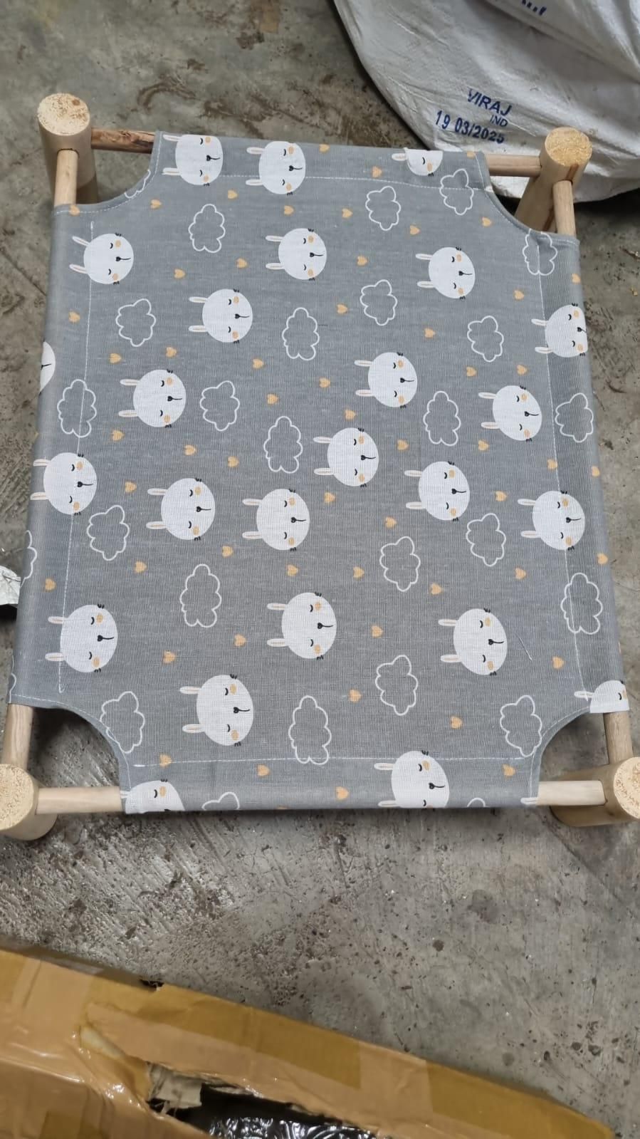 Portable pet hammock bed wooden frame