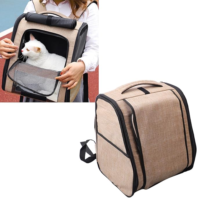 Ergonomic cat backpack carrier for travel and vet visits