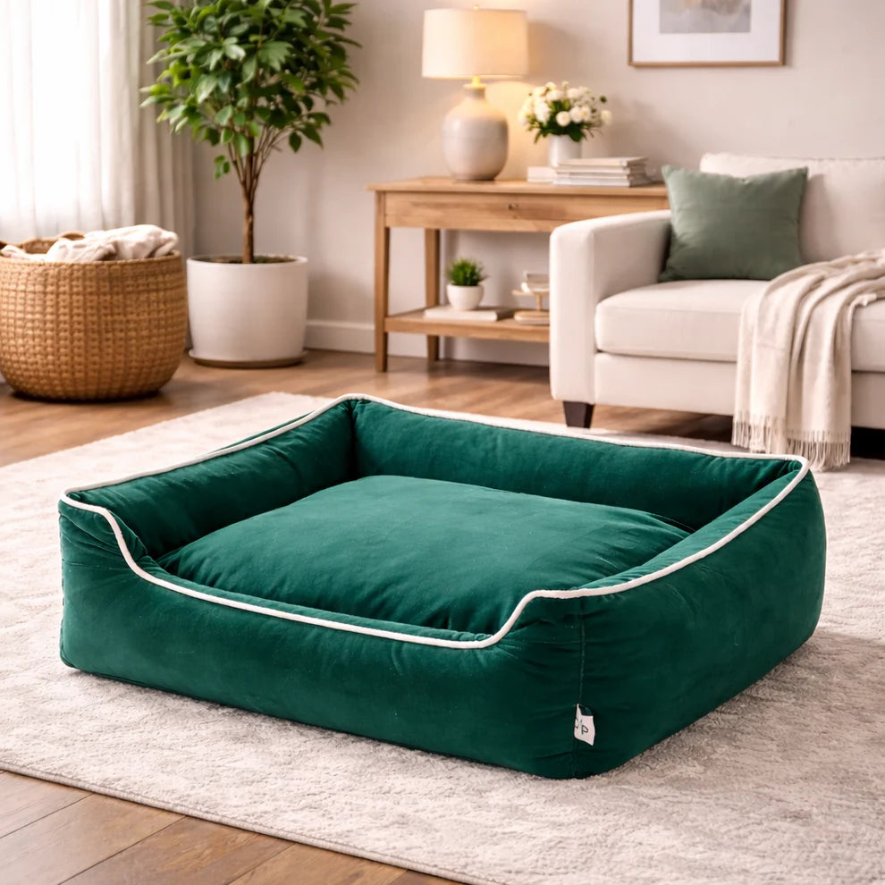 Premium sofa style dog bed with removable cushion