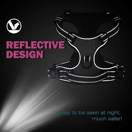 Reflective Oxford material dog harness with dual leash clips