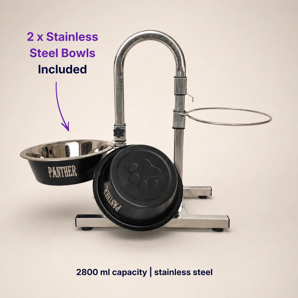 silver adjustable dog food stand stainless steel bowls large capacity