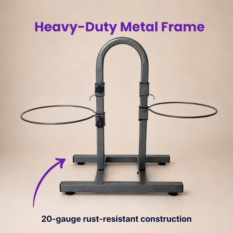 silver heavy duty dog adjustable food stand 