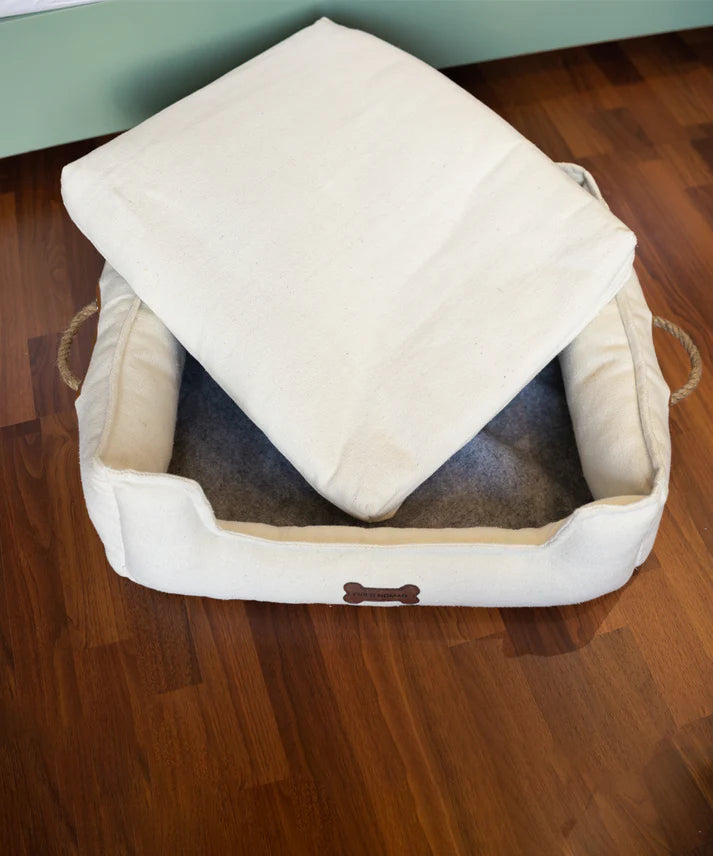 Luxury Snoozilla dog bed with soft cotton seat and embroidery