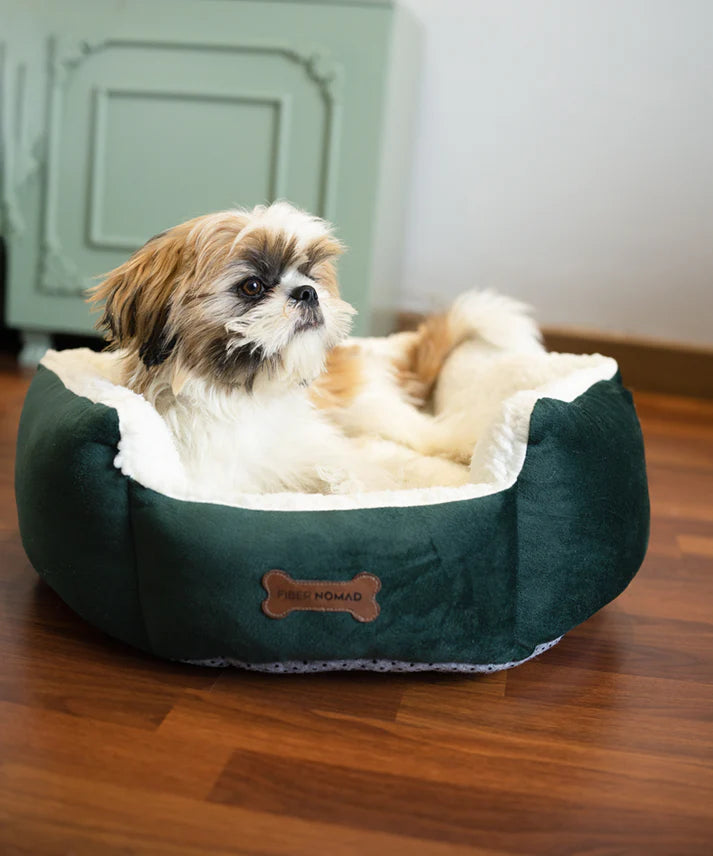 SnugShell Fibernomad Dog Bed – breathable linen with washable cover