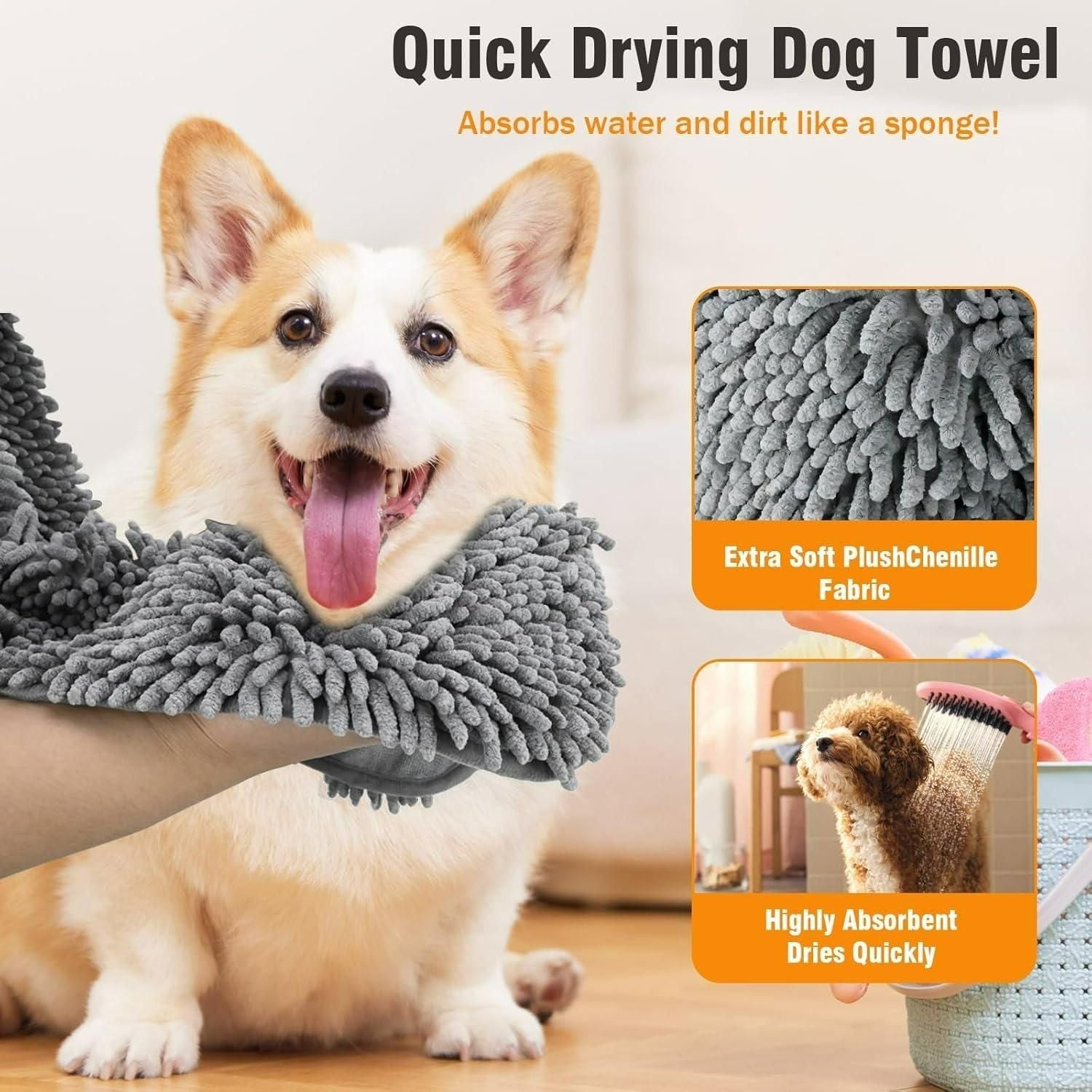Ultra soft pet bath towel for grooming and bathing