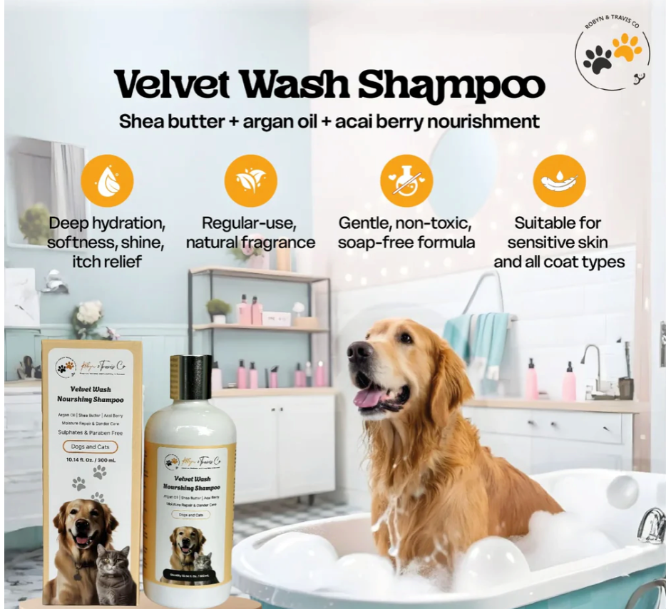 Velvet Wash shampoo with shea butter and argan oil for dogs and cats